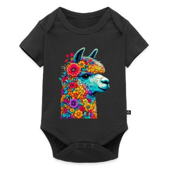 Alpaka - Baby Premium Kurzarmbody - Schwarz - Vorne