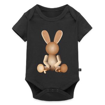 Aspect bois illustratif – charmante figure de lapin - Body à manches courtes Premium Bébé - noir - Devant