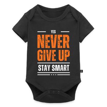 Never Give Up Stay Smart Motto - Baby Premium short-sleeve bodysuit - black - Front