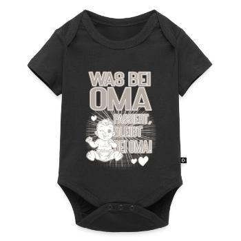 Was bei Oma passiert bleibt bei Oma Baby Design - Baby Premium Kurzarmbody - Schwarz - Vorne