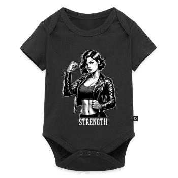 Strong Woman Strength Rockabilly Leather Jacket Gift - Baby Premium short-sleeve bodysuit - black - Front