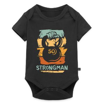 vintage strongman kettlebell - Weight Training, Fitness - Baby Premium short-sleeve bodysuit - black - Front