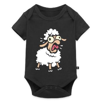 Funny Crazy Sheep - Comic and Cartoon Animal - Baby Premium short-sleeve bodysuit - black - Front