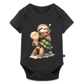 Paresseux et Tortue en vacances 2 🦥🐢 - Body à manches courtes Premium Bébé - noir - Devant
