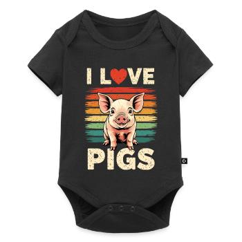 Cochon Truie Fermier Fermier Cadeau Rétro - Body à manches courtes Premium Bébé - noir - Devant