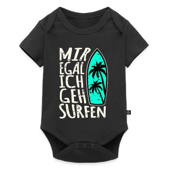 Je m’en fiche, je vais surfer - Body à manches courtes Premium Bébé - noir - Devant