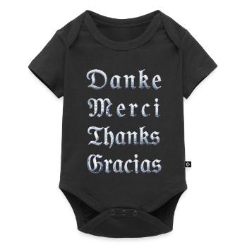 Multilinguale Dankesbotschaft Eiskristall - Baby Premium short-sleeve bodysuit - black - Front