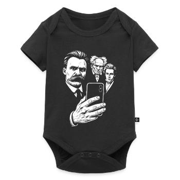 Nietzsche selfie with Schopenhauer and Kierkegaard - Baby Premium short-sleeve bodysuit - black - Front
