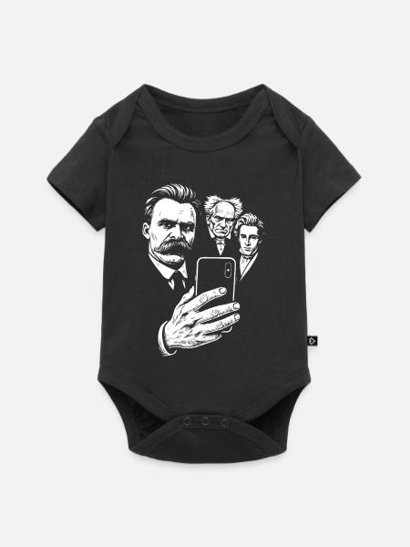 Nietzsche-Selfie mit Schopenhauer und Kierkegaard - Baby Premium Kurzarmbody - Schwarz
