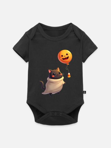 Halloween Cat with Halloween Pumpkin - Baby Premium Kurzarmbody - Schwarz