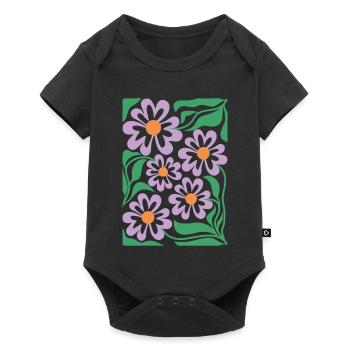 Purple Floral Pattern Boho Flora - Baby Premium short-sleeve bodysuit - black - Front
