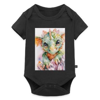 Dragon Cristal Watercolor Aquarelle - Body à manches courtes Premium Bébé - noir - Devant