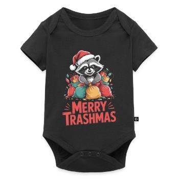Merry Trashmas raton laveur Noël Humour Design - Body à manches courtes Premium Bébé - noir - Devant