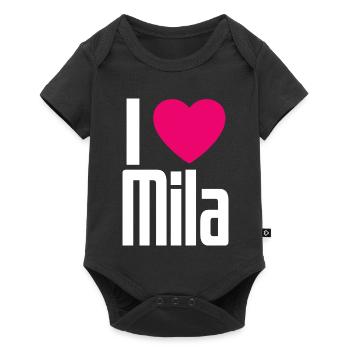 I Love Mila Pink Heart I Love Mila - Baby Premium short-sleeve bodysuit - black - Front