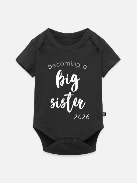 Werde Große Schwester 2026 - Baby Premium Kurzarmbody - Schwarz