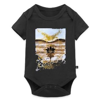 Golden Lotus on Desert Dusk - Baby Premium short-sleeve bodysuit - black - Front
