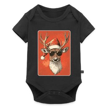 Reindeer Deer Antlers Reindeer Vintage Christmas - Baby Premium short-sleeve bodysuit - black - Front