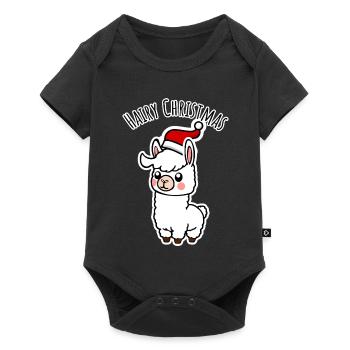 Cute alpaca with pointed hat for the holidays - Baby Premium short-sleeve bodysuit - black - Front