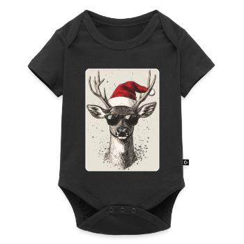 Reindeer Deer Antlers Reindeer Vintage Christmas - Baby Premium short-sleeve bodysuit - black - Front
