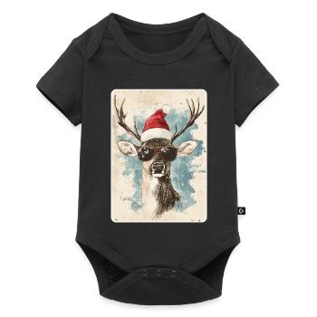 Reindeer Deer Antlers Reindeer Vintage Christmas - Baby Premium short-sleeve bodysuit - black - Front