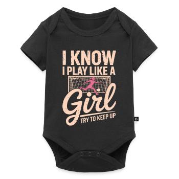 Je sais que je joue comme une fille - Body à manches courtes Premium Bébé - noir - Devant