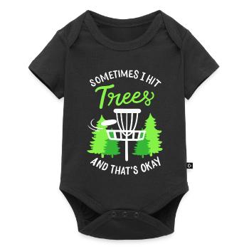 Sometimes I Hit Trees Disc Golf Basket Art - Baby Premium Kurzarmbody - Schwarz - Vorne