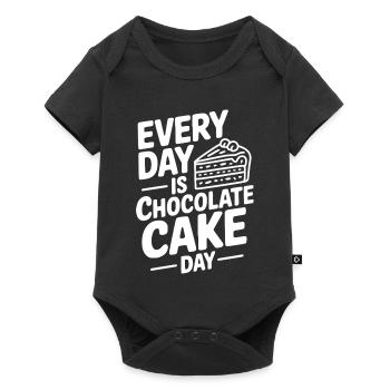 Chaque jour, c’est la Journée du Gâteau au Chocolat - Body à manches courtes Premium Bébé - noir - Devant