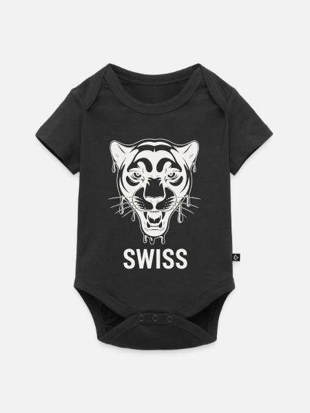 Tropfender Tigerkopf Schweizer Stil - Baby Premium Kurzarmbody - Schwarz