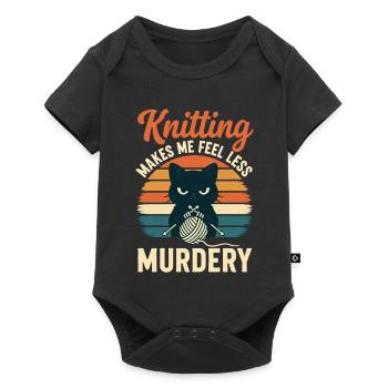 Knitting Makes Me Feel Less Murdery Funny Craft De - Baby Premium short-sleeve bodysuit - black - Front