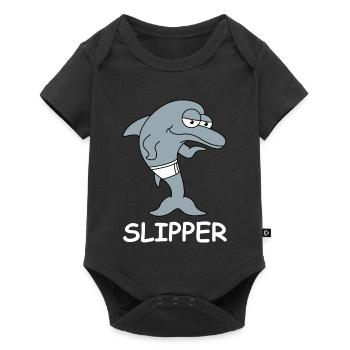 Dauphin Pantoufle en maillot de bain - Body à manches courtes Premium Bébé - noir - Devant