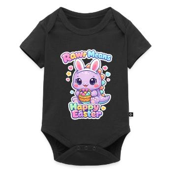 Rawr Dino Bunny Spring Summer Easter Garden - Baby Premium short-sleeve bodysuit - black - Front