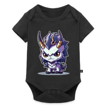 Petit Dragon Cornu de style Chibi - Body à manches courtes Premium Bébé - noir - Devant