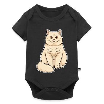 British Shorthair Cat Cream Portrait Round Soft - Baby Premium short-sleeve bodysuit - black - Front