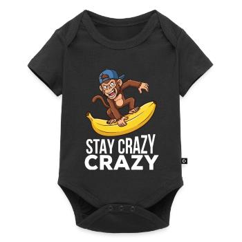Singe fou sur un t-shirt à motif banane - Body à manches courtes Premium Bébé - noir - Devant