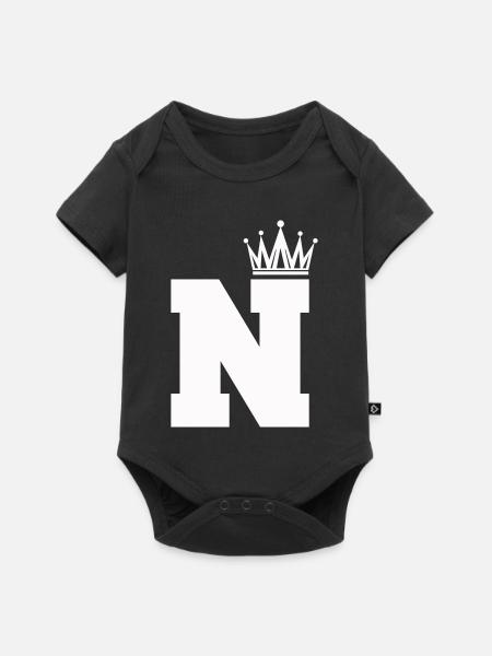 buchstabe_N_Krone - Baby Premium Kurzarmbody - Schwarz