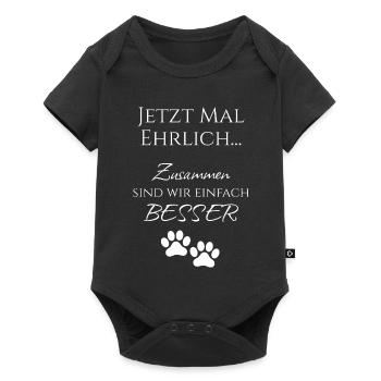 Zusammen besser – Pfote Minimal Design weiß - Baby Premium Kurzarmbody - Schwarz - Vorne