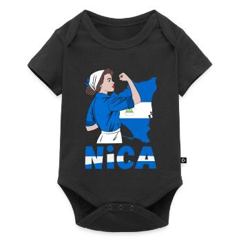 Fierté et Foyer du drapeau du Nicaragua - Body à manches courtes Premium Bébé - noir - Devant