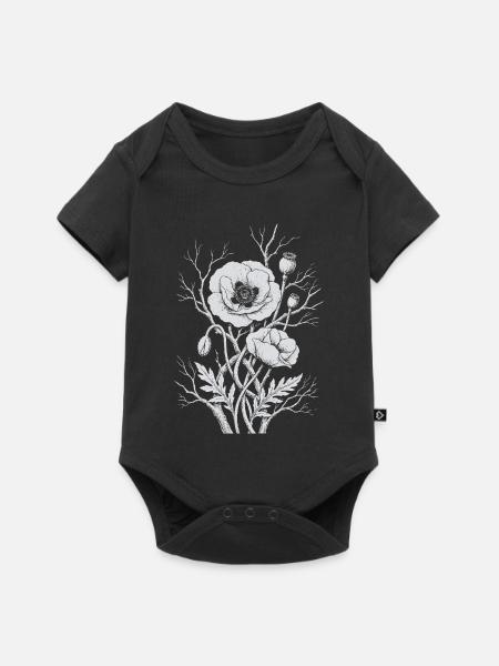Mohnblumen - Baby Premium Kurzarmbody - Schwarz