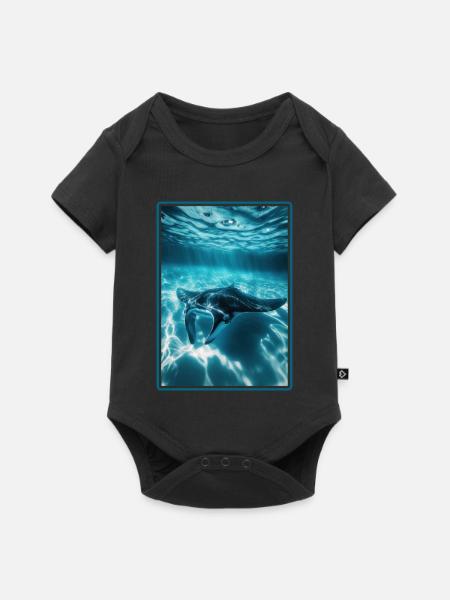 Rochen Mantarochen - Baby Premium Kurzarmbody - Schwarz