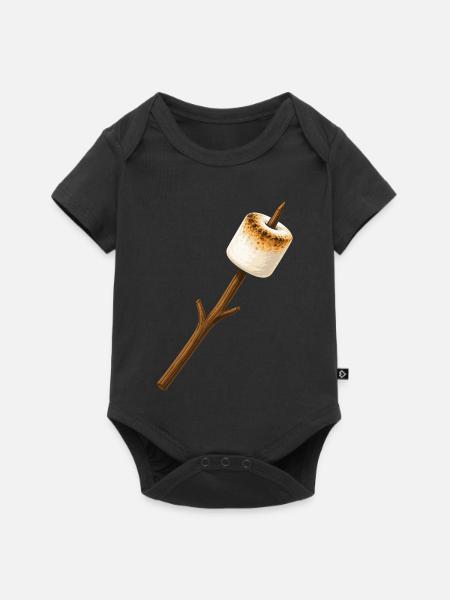 Gerösteter Marshmallow am Stock  - Baby Premium Kurzarmbody - Schwarz