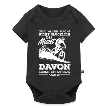 Mountainbike Fahrrad Glücklich Mtb Spruch - Baby Premium Kurzarmbody - Schwarz - Vorne