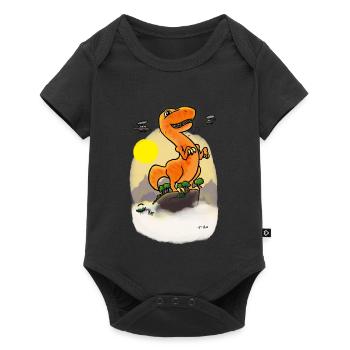 Dino Auf Berggipfel - Baby Premium Kurzarmbody - Schwarz - Vorne