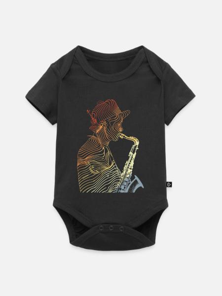 Retro Saxophonspieler Skizze - Baby Premium Kurzarmbody - Schwarz