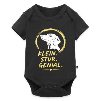 Small. Stubborn. Brilliant. Dog Logo - Baby Premium short-sleeve bodysuit - black - Front