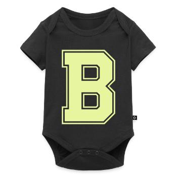 Leuchtendes B im Varsity-Stil - Baby Premium Kurzarmbody - Schwarz - Vorne