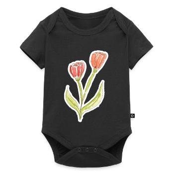 Wasserfarbene Tulpe - Baby Premium Kurzarmbody - Schwarz - Vorne