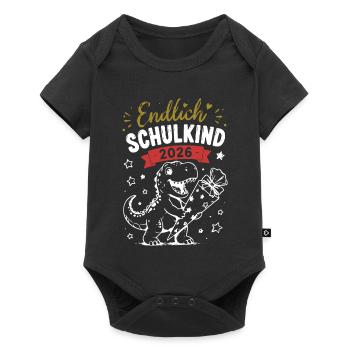 Endlich Schulkind 2026 Dino - Baby Premium Kurzarmbody - Schwarz - Vorne
