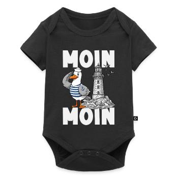 Moin Moin Norden - Maritimes Norddeutsch Design - Baby Premium Kurzarmbody - Schwarz - Vorne