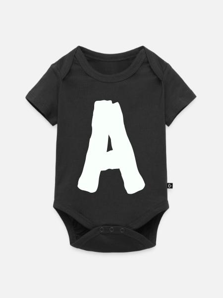 buchstabe_A- - Baby Premium Kurzarmbody - Schwarz