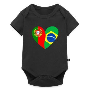 Drapeau Coeur Portugal Brésil Drapeau - Body à manches courtes Premium Bébé - noir - Devant